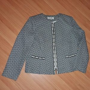 Tahari Black White Tweed Open Blazer Suit Coat 14